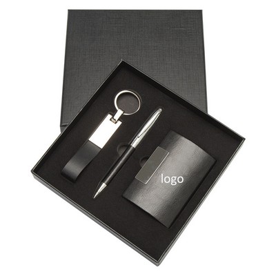 Wooden Gift Box Pen & Card Holder Set